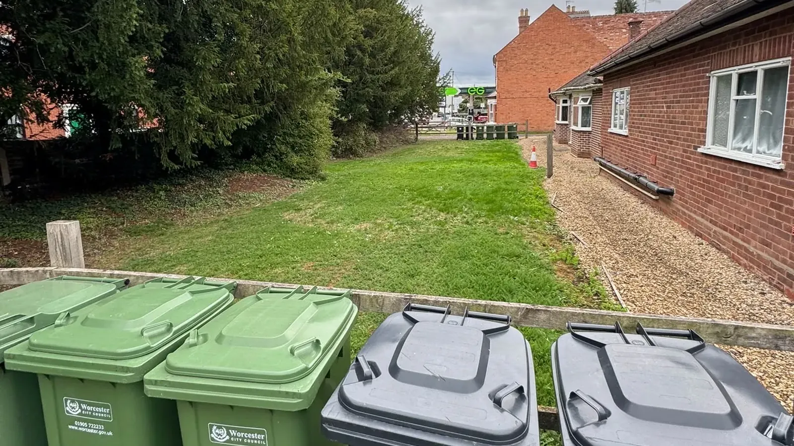 Communal lawn and gravel path, tidy after the cut