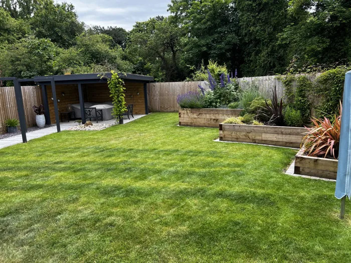 Back garden lawn, fresh cut